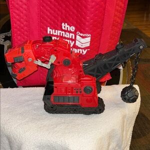 Mattel Red Dino Wrecker Crane Toy with Wrecking Ball